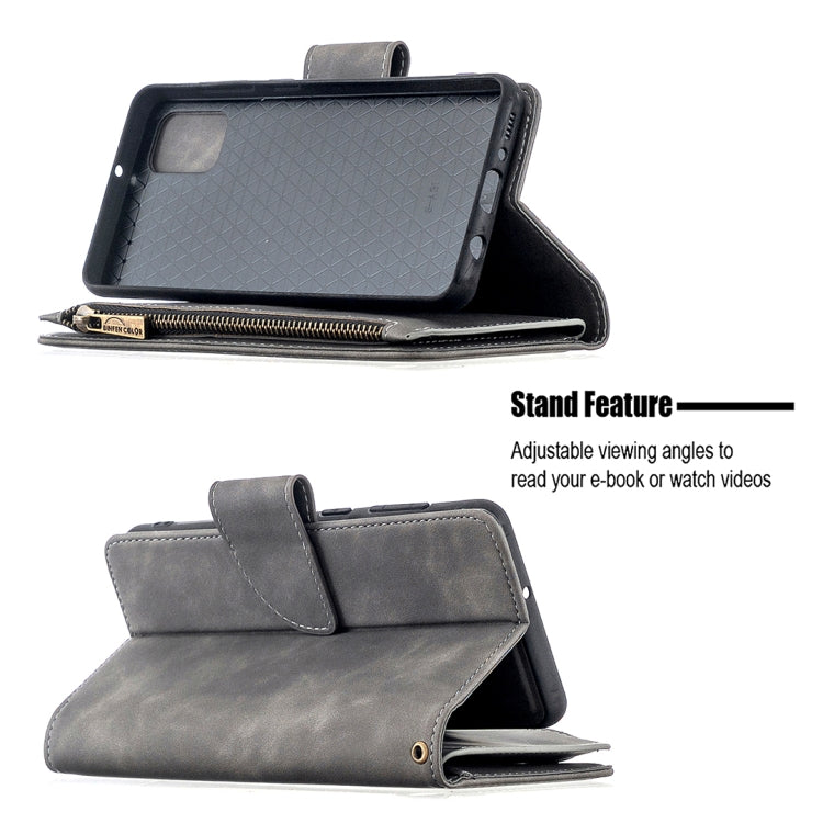 For Samsung Galaxy A31 Skin Feel Detachable Magnetic Zipper Horizontal Flip PU Leather Case with Multi-Card Slots & Holder & Wallet & Photo Frame & Lanyard