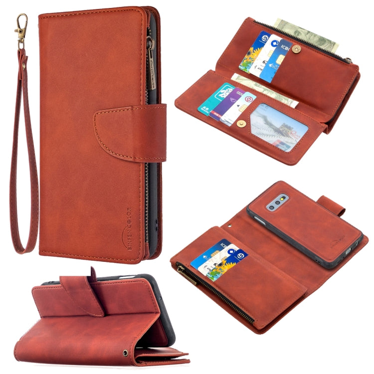 For Samsung Galaxy S10e Skin Feel Detachable Magnetic Zipper Horizontal Flip PU Leather Case with Multi-Card Slots & Holder & Wallet & Photo Frame & Lanyard