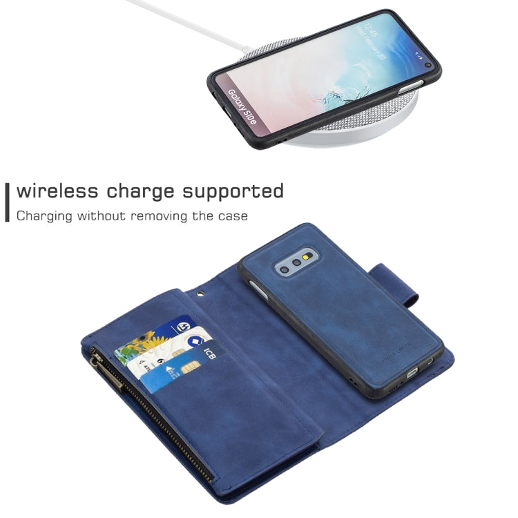For Samsung Galaxy S10e Skin Feel Detachable Magnetic Zipper Horizontal Flip PU Leather Case with Multi-Card Slots & Holder & Wallet & Photo Frame & Lanyard