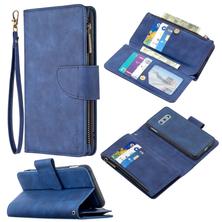 For Samsung Galaxy S10e Skin Feel Detachable Magnetic Zipper Horizontal Flip PU Leather Case with Multi-Card Slots & Holder & Wallet & Photo Frame & Lanyard