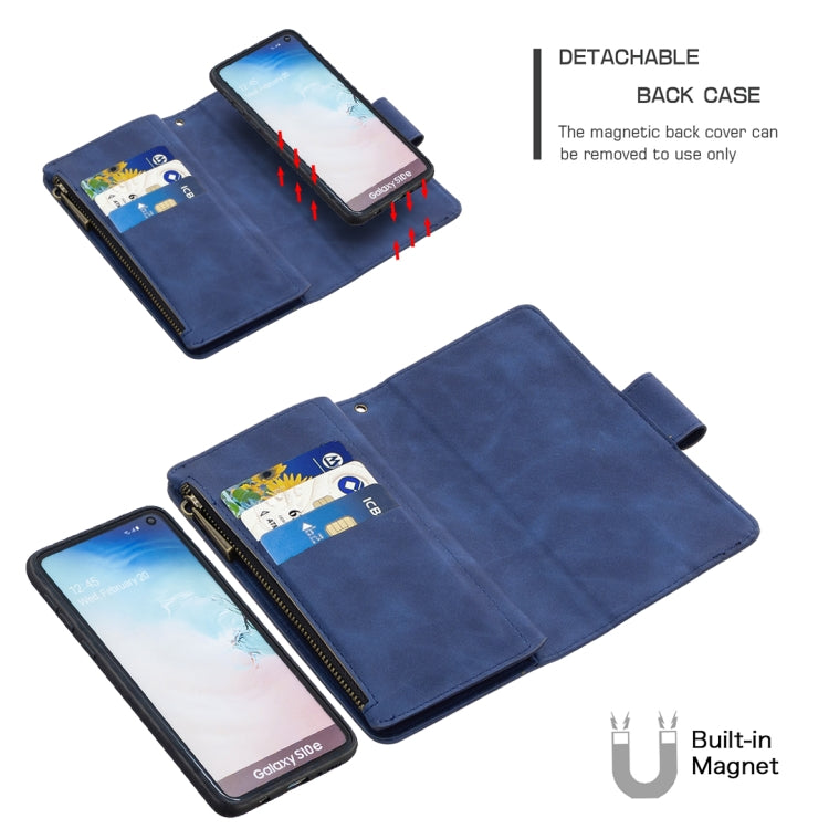 For Samsung Galaxy S10e Skin Feel Detachable Magnetic Zipper Horizontal Flip PU Leather Case with Multi-Card Slots & Holder & Wallet & Photo Frame & Lanyard