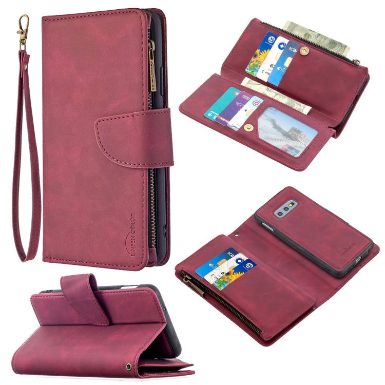 For Samsung Galaxy S10e Skin Feel Detachable Magnetic Zipper Horizontal Flip PU Leather Case with Multi-Card Slots & Holder & Wallet & Photo Frame & Lanyard