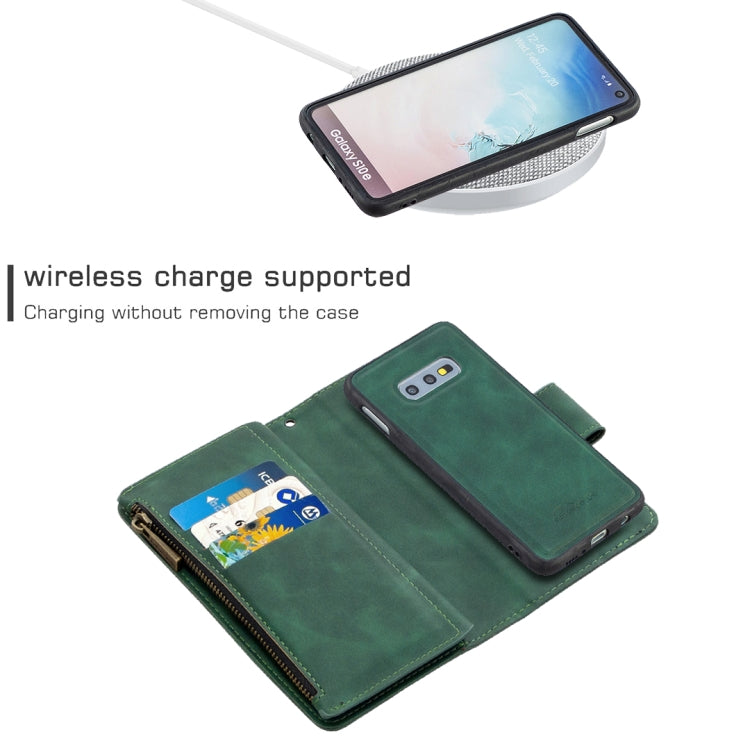 For Samsung Galaxy S10e Skin Feel Detachable Magnetic Zipper Horizontal Flip PU Leather Case with Multi-Card Slots & Holder & Wallet & Photo Frame & Lanyard