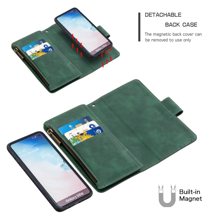 For Samsung Galaxy S10e Skin Feel Detachable Magnetic Zipper Horizontal Flip PU Leather Case with Multi-Card Slots & Holder & Wallet & Photo Frame & Lanyard