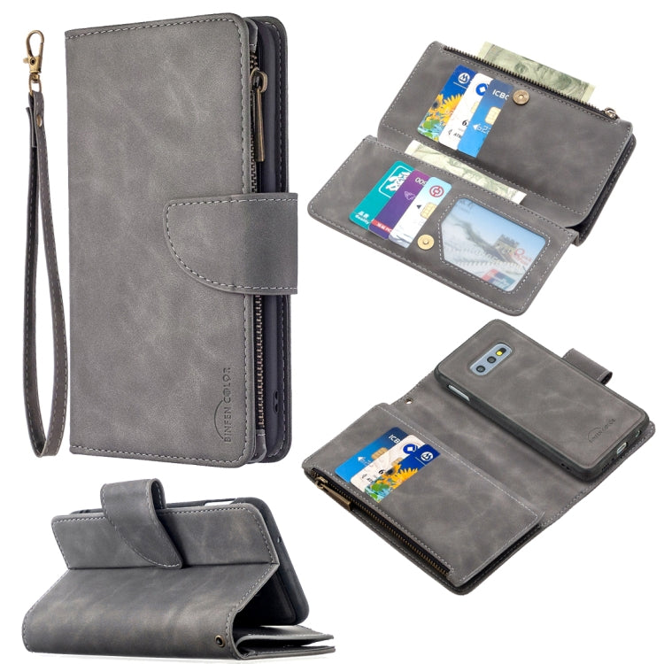 For Samsung Galaxy S10e Skin Feel Detachable Magnetic Zipper Horizontal Flip PU Leather Case with Multi-Card Slots & Holder & Wallet & Photo Frame & Lanyard