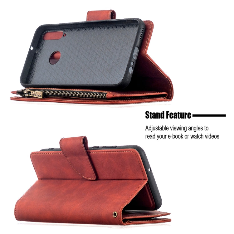 For Huawei Y7P Skin Feel Detachable Magnetic Zipper Horizontal Flip PU Leather Case with Multi-Card Slots & Holder & Wallet & Photo Frame & Lanyard