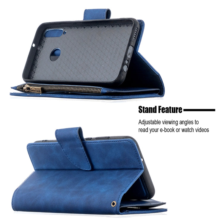 For Huawei Y7P Skin Feel Detachable Magnetic Zipper Horizontal Flip PU Leather Case with Multi-Card Slots & Holder & Wallet & Photo Frame & Lanyard