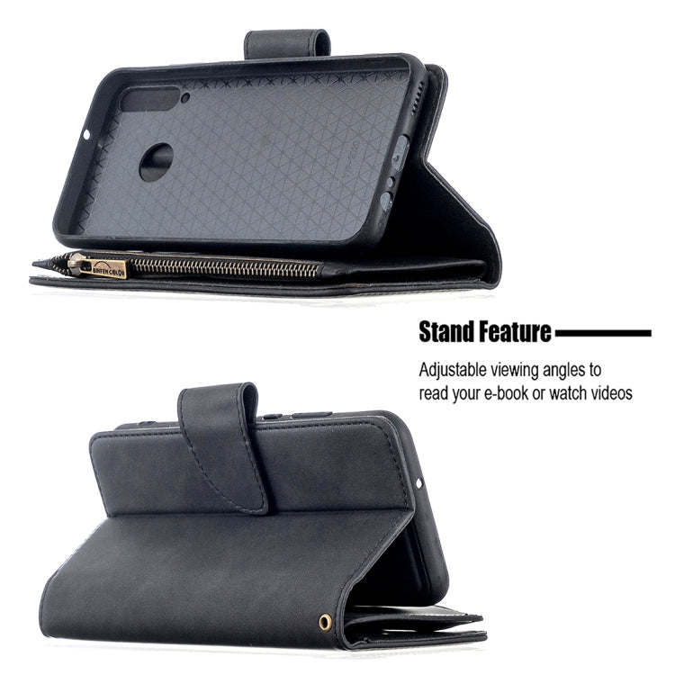 For Huawei Y7P Skin Feel Detachable Magnetic Zipper Horizontal Flip PU Leather Case with Multi-Card Slots & Holder & Wallet & Photo Frame & Lanyard