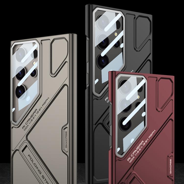 For Samsung Galaxy S25 Ultra 5G GKK Mech Style Ultra-thin Folding Holder Phone Case, Not Included Pen
