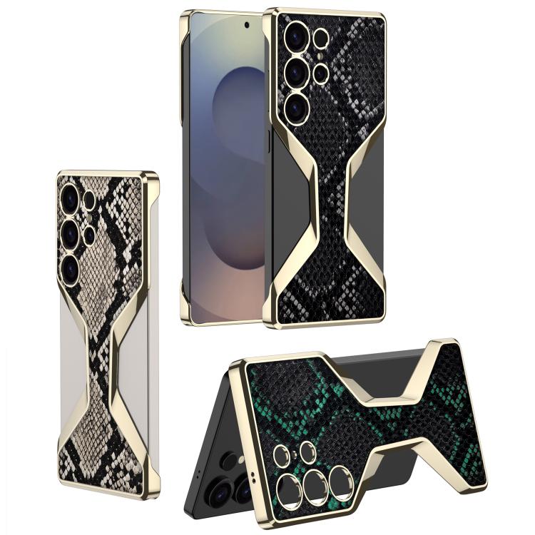 For Samsung Galaxy S25 Ultra 5G GKK Borderless Plating Leather Python Texture Phone Case, Not Included Pen