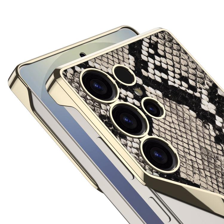 For Samsung Galaxy S25 Ultra 5G GKK Borderless Plating Leather Python Texture Phone Case, Not Included Pen