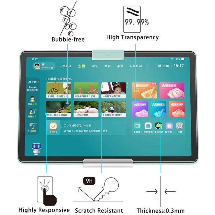 For Xiaodu 12 inch 2pcs 9H 0.3mm Explosion-proof Tempered Glass Film