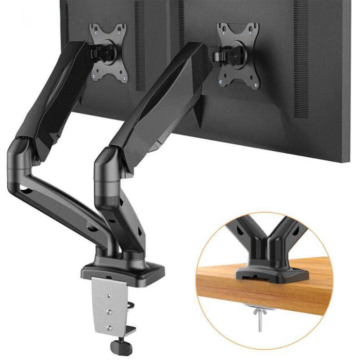Lenovo Thinkplus ZJA1 Clip-on Desktop Dual-Arm Monitor Holder - Black