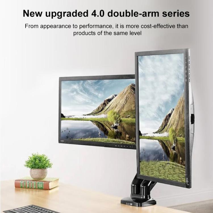 Lenovo Thinkplus ZJA1 Clip-on Desktop Dual-Arm Monitor Holder - Black