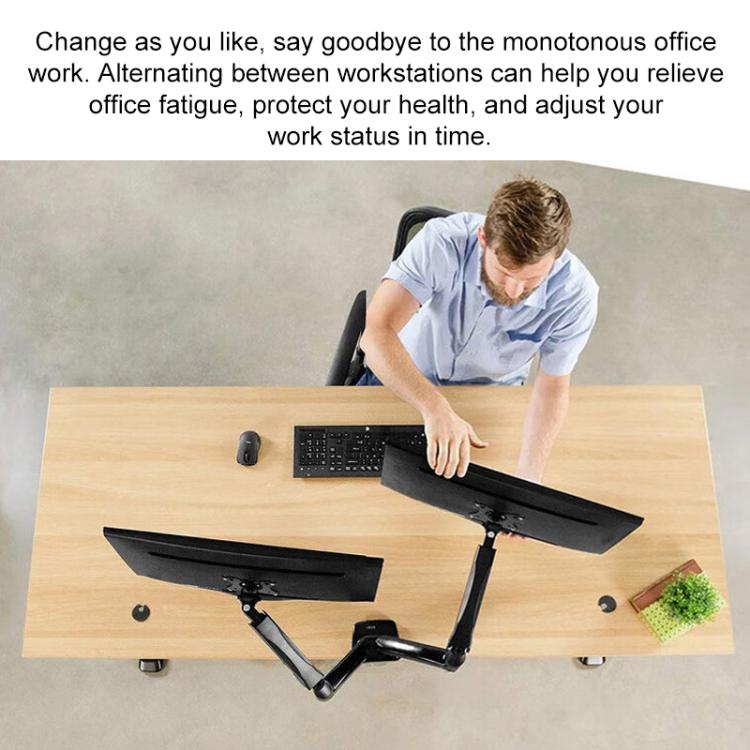 Lenovo Thinkplus ZJA1 Clip-on Desktop Dual-Arm Monitor Holder - Black