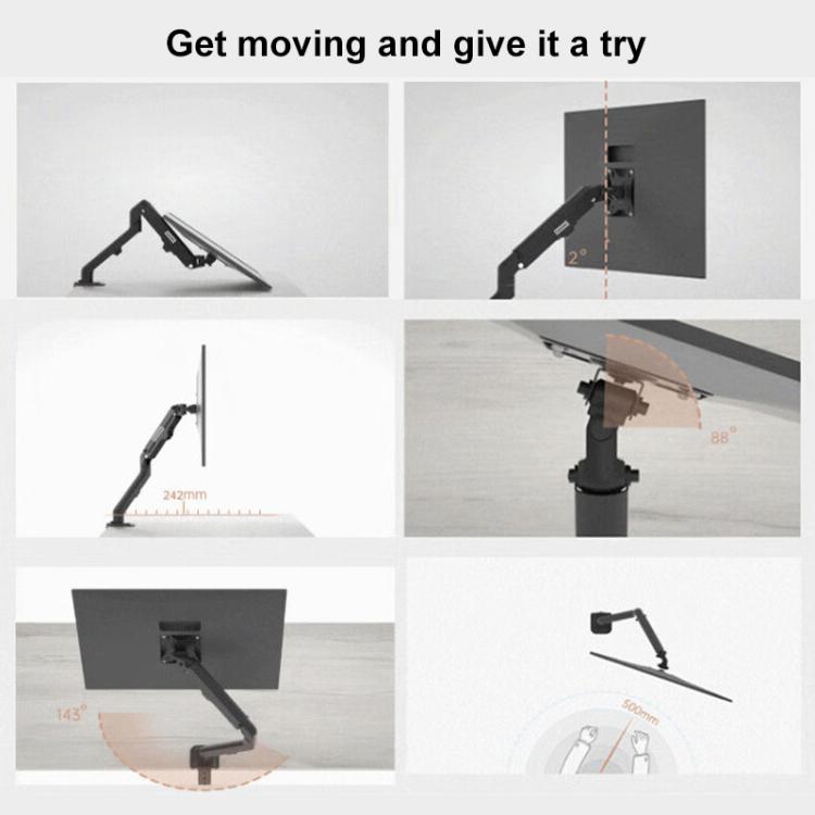 Lenovo Thinkplus ZJA1 Clip-on Desktop Dual-Arm Monitor Holder - Black