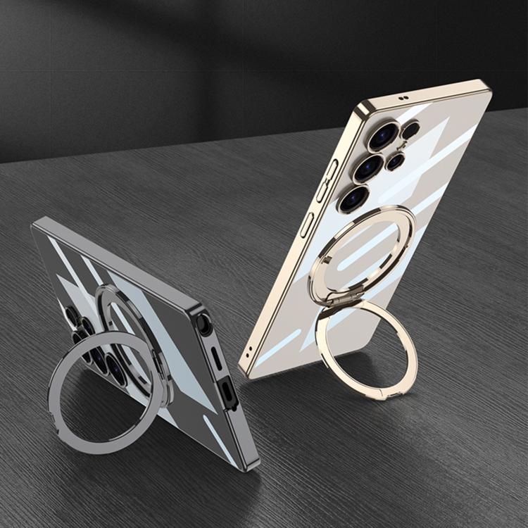 For Samsung Galaxy S25 Ultra 5G GKK PC Phone Case with Magnetic Rotating Holder, Not Included Pen