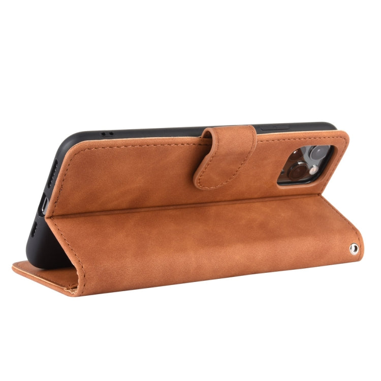For iPhone 12 mini Solid Color Skin Feel Magnetic Buckle Horizontal Flip Calf Texture PU Leather Case with Holder & Card Slots & Wallet
