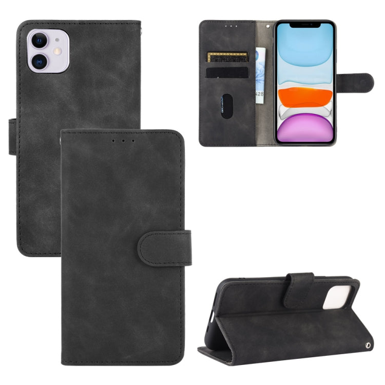 For iPhone 12 / 12 Pro Solid Color Skin Feel Magnetic Buckle Horizontal Flip Calf Texture PU Leather Case with Holder & Card Slots & Wallet
