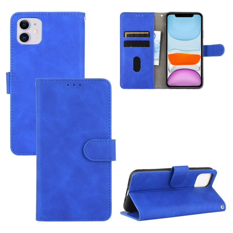 For iPhone 12 / 12 Pro Solid Color Skin Feel Magnetic Buckle Horizontal Flip Calf Texture PU Leather Case with Holder & Card Slots & Wallet