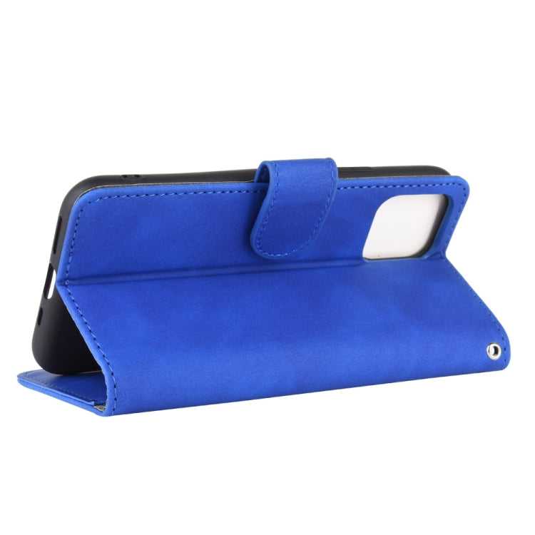 For iPhone 12 / 12 Pro Solid Color Skin Feel Magnetic Buckle Horizontal Flip Calf Texture PU Leather Case with Holder & Card Slots & Wallet