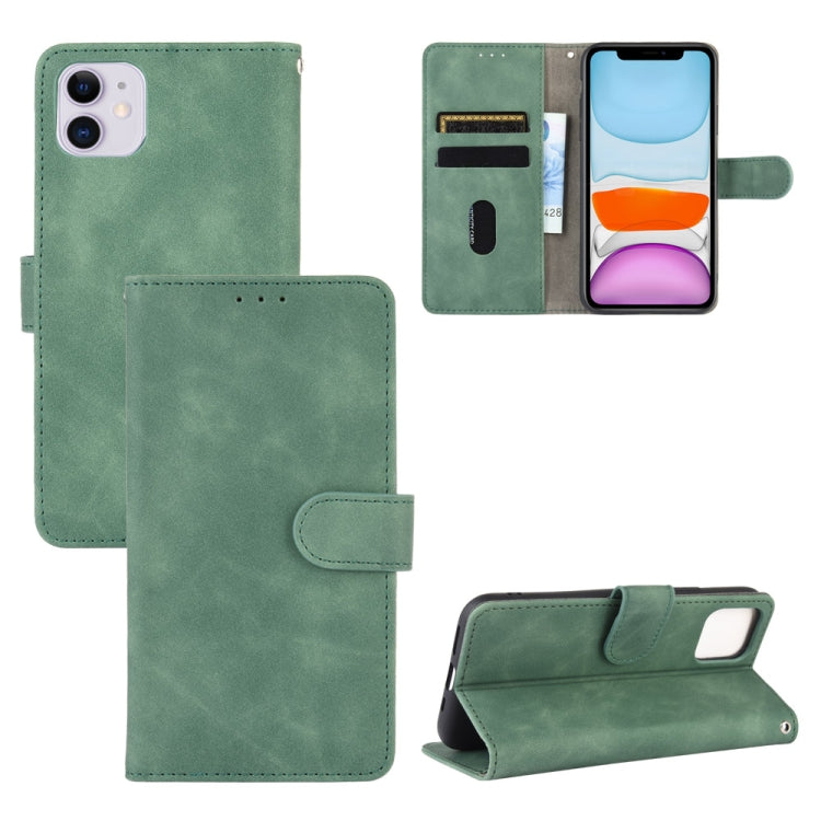 For iPhone 12 / 12 Pro Solid Color Skin Feel Magnetic Buckle Horizontal Flip Calf Texture PU Leather Case with Holder & Card Slots & Wallet