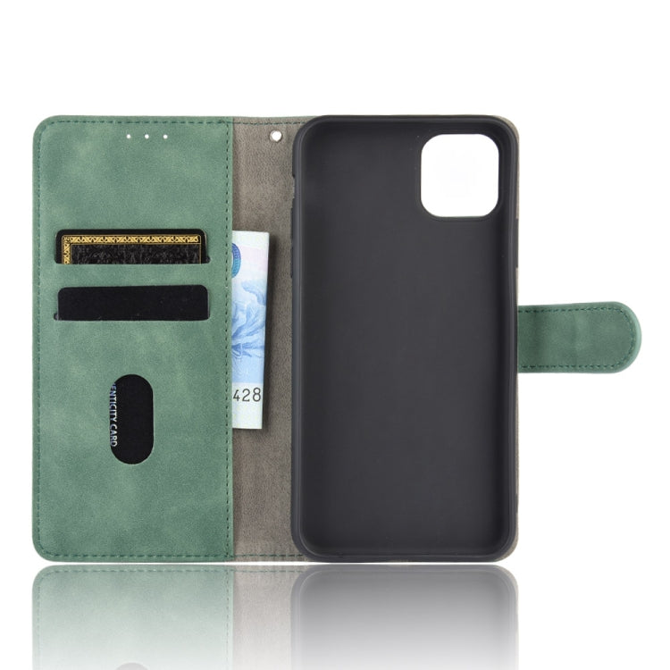 For iPhone 12 / 12 Pro Solid Color Skin Feel Magnetic Buckle Horizontal Flip Calf Texture PU Leather Case with Holder & Card Slots & Wallet