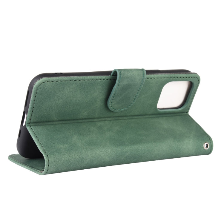 For iPhone 12 / 12 Pro Solid Color Skin Feel Magnetic Buckle Horizontal Flip Calf Texture PU Leather Case with Holder & Card Slots & Wallet