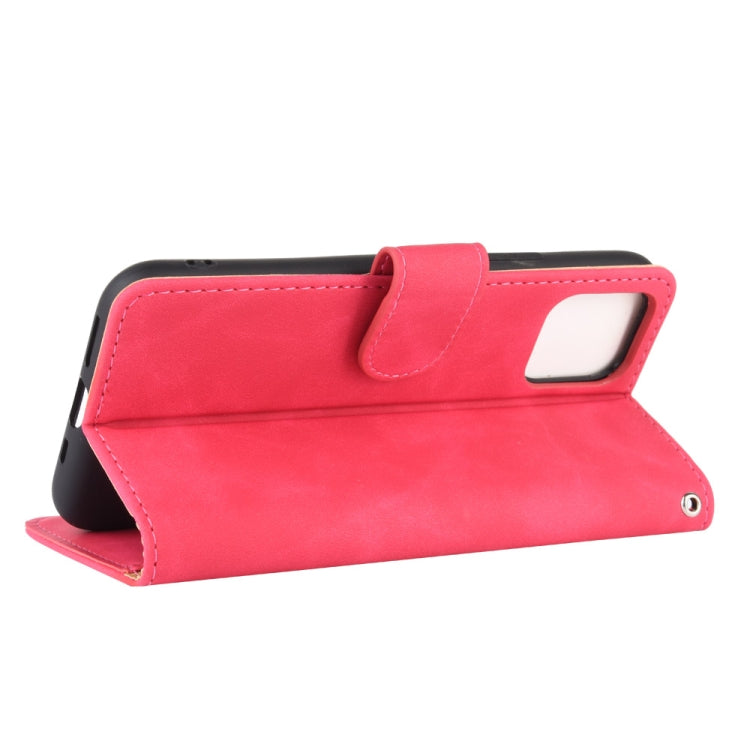 For iPhone 12 / 12 Pro Solid Color Skin Feel Magnetic Buckle Horizontal Flip Calf Texture PU Leather Case with Holder & Card Slots & Wallet