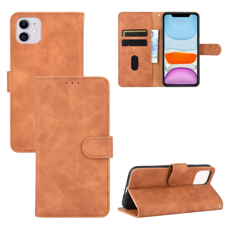 For iPhone 12 / 12 Pro Solid Color Skin Feel Magnetic Buckle Horizontal Flip Calf Texture PU Leather Case with Holder & Card Slots & Wallet