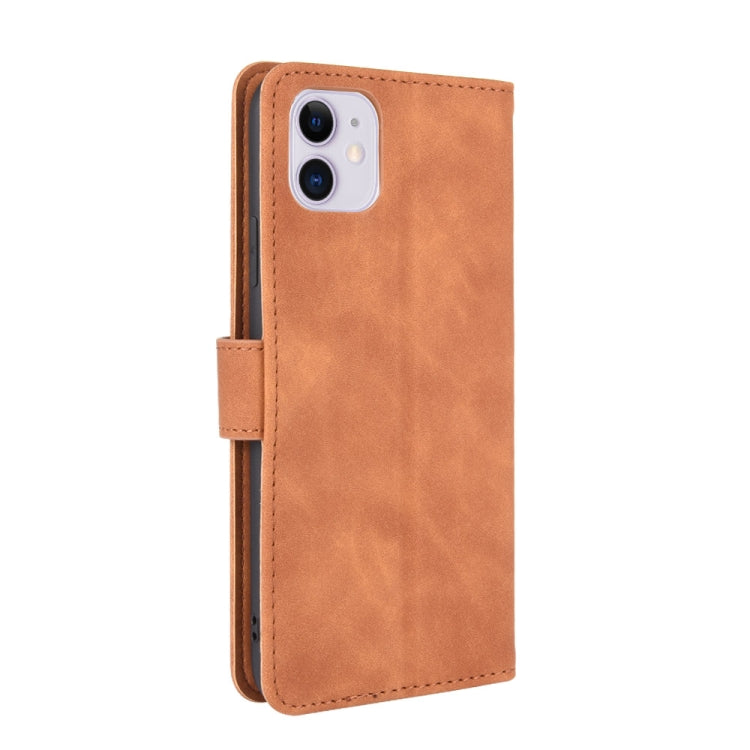 For iPhone 12 / 12 Pro Solid Color Skin Feel Magnetic Buckle Horizontal Flip Calf Texture PU Leather Case with Holder & Card Slots & Wallet
