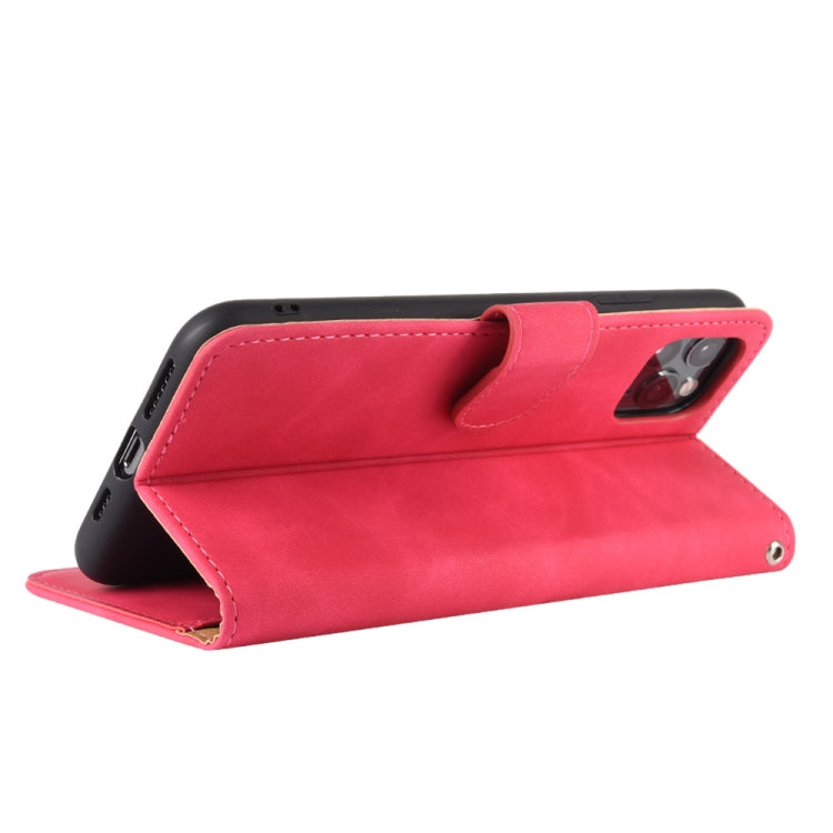 For iPhone 12 Pro Max Solid Color Skin Feel Magnetic Buckle Horizontal Flip Calf Texture PU Leather Case with Holder & Card Slots & Wallet