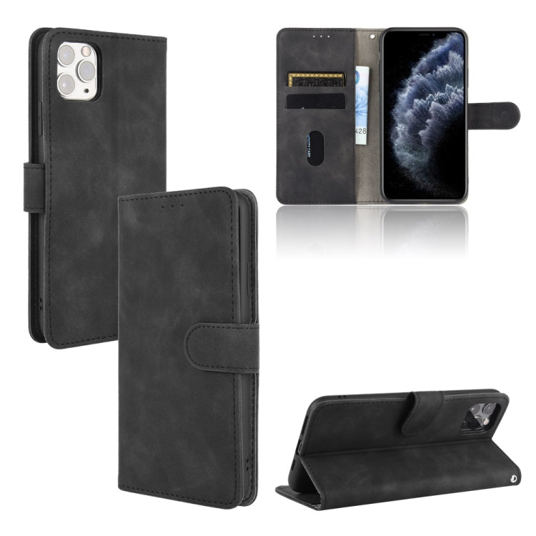 For iPhone 11 Pro Max Solid Color Skin Feel Magnetic Buckle Horizontal Flip Calf Texture PU Leather Case with Holder & Card Slots & Wallet