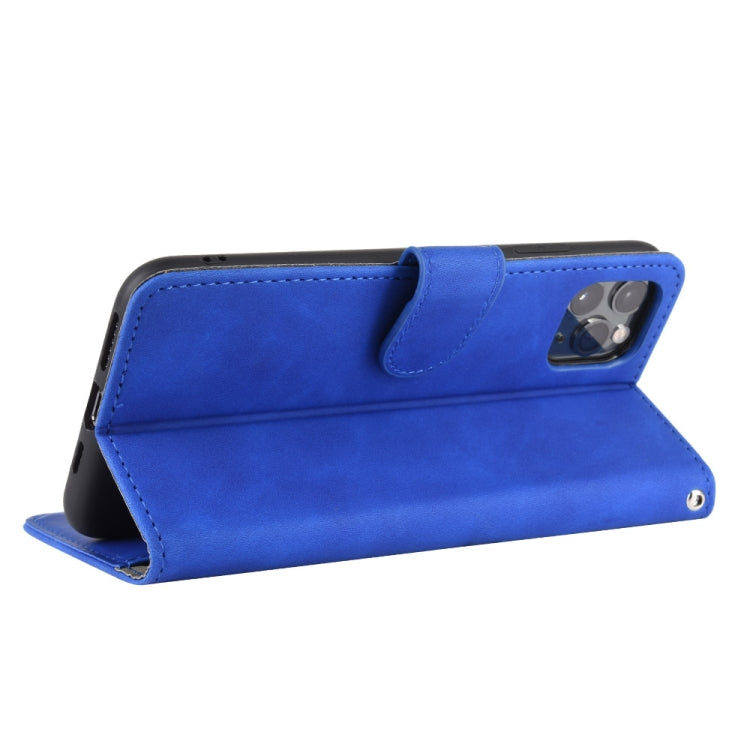 For iPhone 11 Pro Max Solid Color Skin Feel Magnetic Buckle Horizontal Flip Calf Texture PU Leather Case with Holder & Card Slots & Wallet
