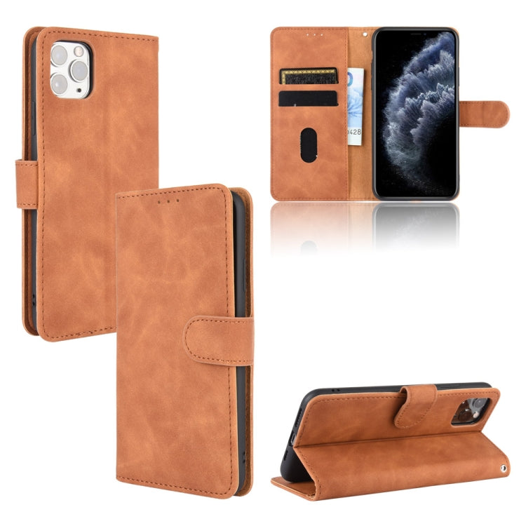 For iPhone 11 Pro Max Solid Color Skin Feel Magnetic Buckle Horizontal Flip Calf Texture PU Leather Case with Holder & Card Slots & Wallet
