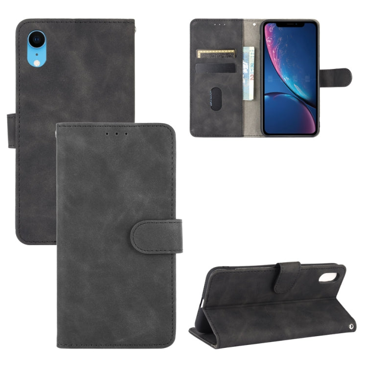 For iPhone XR Solid Color Skin Feel Magnetic Buckle Horizontal Flip Calf Texture PU Leather Case with Holder & Card Slots & Wallet