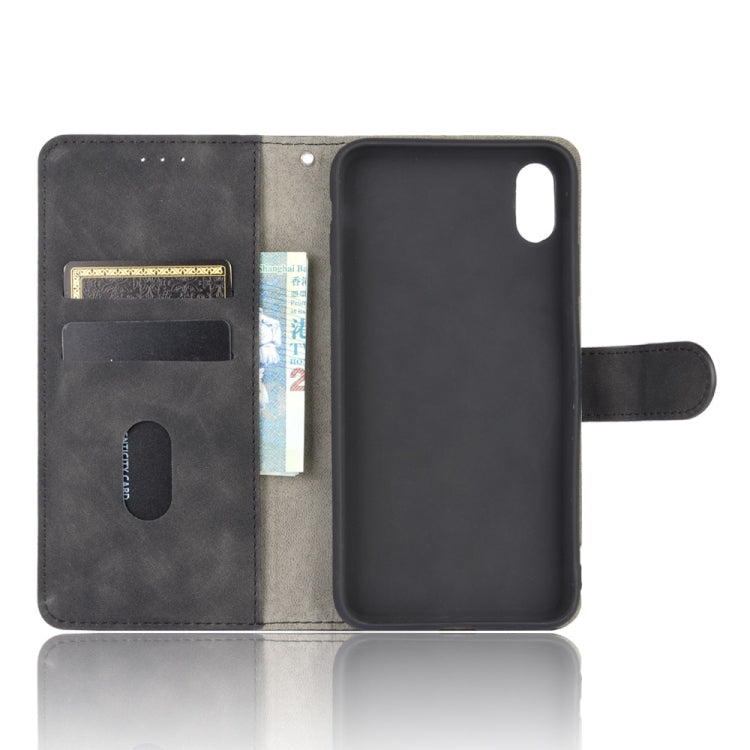 For iPhone XR Solid Color Skin Feel Magnetic Buckle Horizontal Flip Calf Texture PU Leather Case with Holder & Card Slots & Wallet