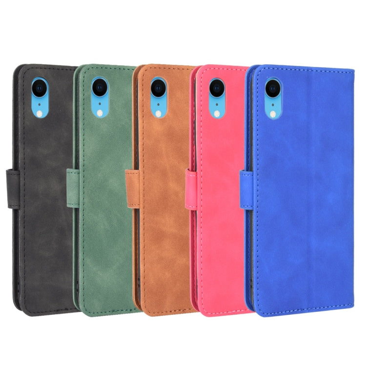 For iPhone XR Solid Color Skin Feel Magnetic Buckle Horizontal Flip Calf Texture PU Leather Case with Holder & Card Slots & Wallet