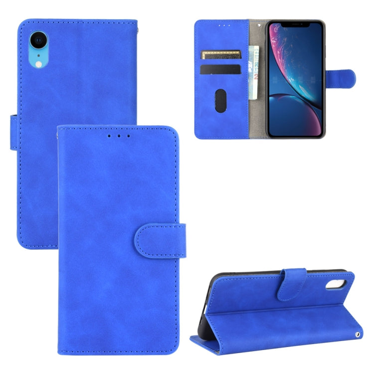 For iPhone XR Solid Color Skin Feel Magnetic Buckle Horizontal Flip Calf Texture PU Leather Case with Holder & Card Slots & Wallet
