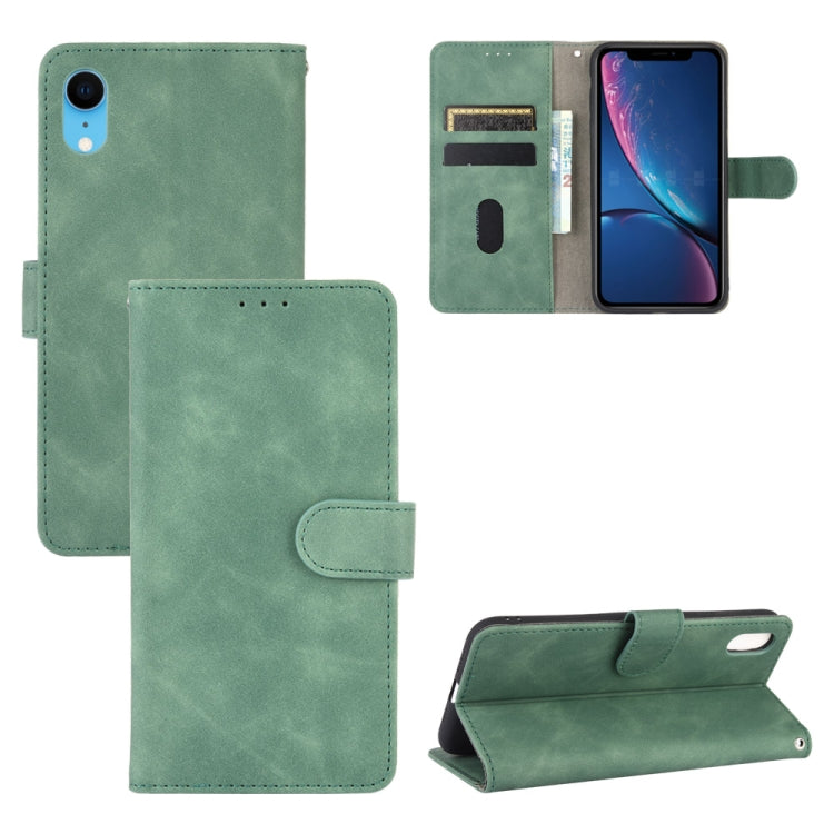 For iPhone XR Solid Color Skin Feel Magnetic Buckle Horizontal Flip Calf Texture PU Leather Case with Holder & Card Slots & Wallet