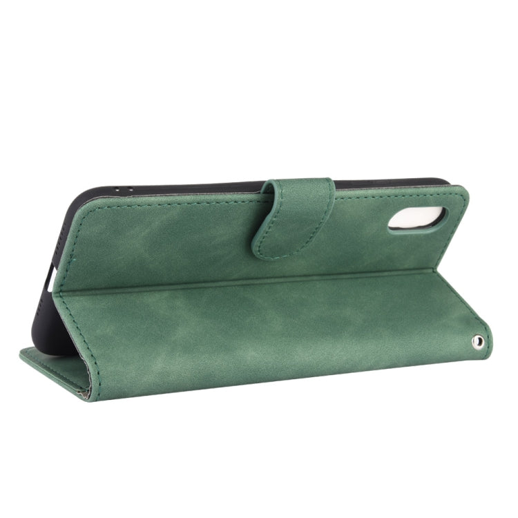 For iPhone XR Solid Color Skin Feel Magnetic Buckle Horizontal Flip Calf Texture PU Leather Case with Holder & Card Slots & Wallet