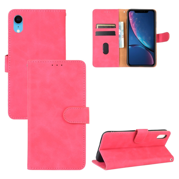 For iPhone XR Solid Color Skin Feel Magnetic Buckle Horizontal Flip Calf Texture PU Leather Case with Holder & Card Slots & Wallet