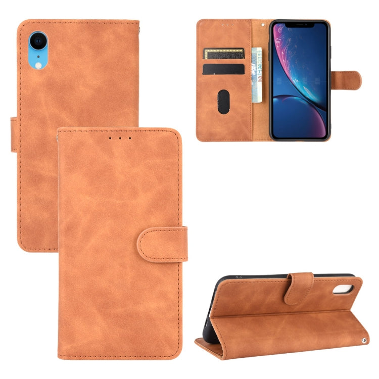 For iPhone XR Solid Color Skin Feel Magnetic Buckle Horizontal Flip Calf Texture PU Leather Case with Holder & Card Slots & Wallet