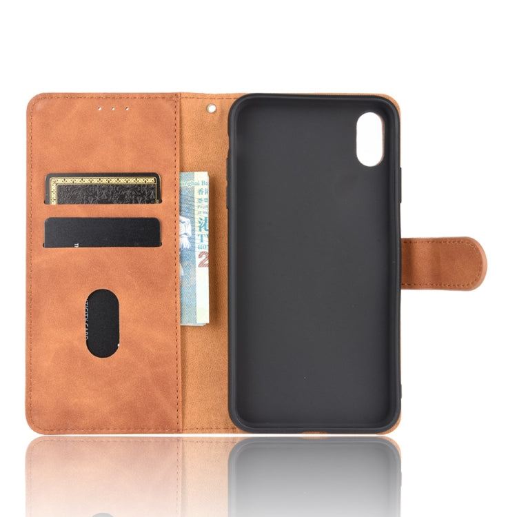 For iPhone XR Solid Color Skin Feel Magnetic Buckle Horizontal Flip Calf Texture PU Leather Case with Holder & Card Slots & Wallet
