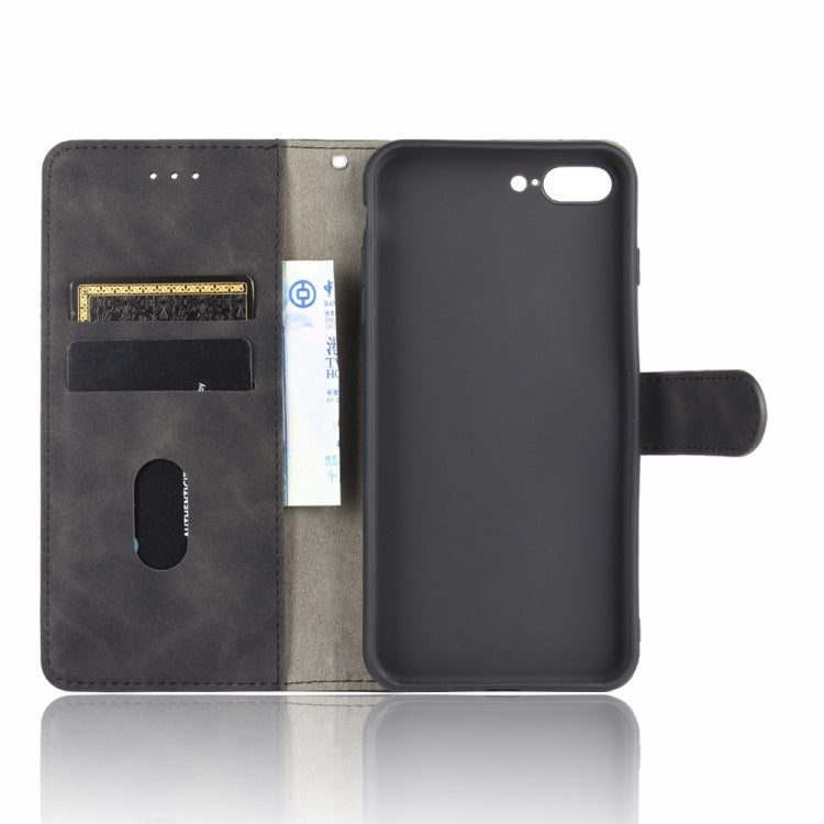For iPhone 8 Plus & 7 Plus Solid Color Skin Feel Magnetic Buckle Horizontal Flip Calf Texture PU Leather Case with Holder & Card Slots & Wallet