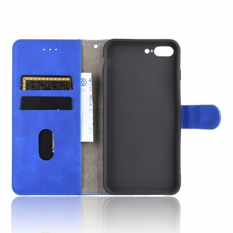 For iPhone 8 Plus & 7 Plus Solid Color Skin Feel Magnetic Buckle Horizontal Flip Calf Texture PU Leather Case with Holder & Card Slots & Wallet