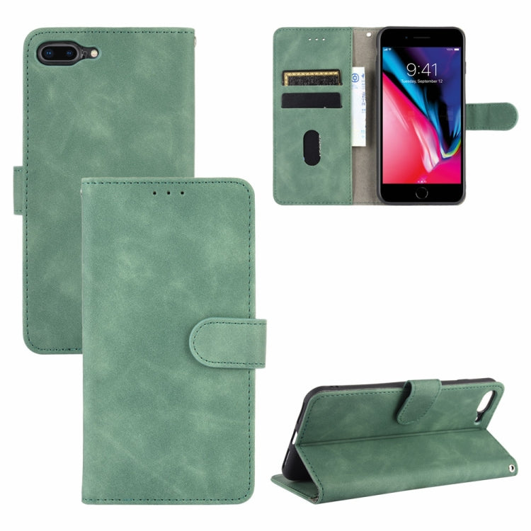 For iPhone 8 Plus & 7 Plus Solid Color Skin Feel Magnetic Buckle Horizontal Flip Calf Texture PU Leather Case with Holder & Card Slots & Wallet