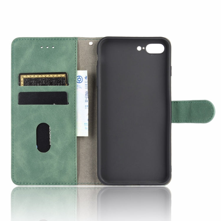 For iPhone 8 Plus & 7 Plus Solid Color Skin Feel Magnetic Buckle Horizontal Flip Calf Texture PU Leather Case with Holder & Card Slots & Wallet