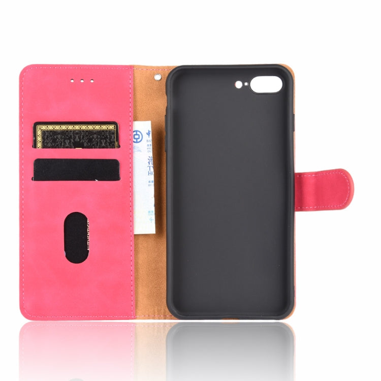 For iPhone 8 Plus & 7 Plus Solid Color Skin Feel Magnetic Buckle Horizontal Flip Calf Texture PU Leather Case with Holder & Card Slots & Wallet