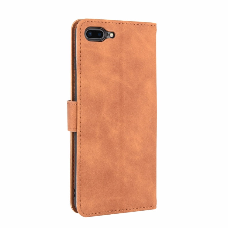 For iPhone 8 Plus & 7 Plus Solid Color Skin Feel Magnetic Buckle Horizontal Flip Calf Texture PU Leather Case with Holder & Card Slots & Wallet